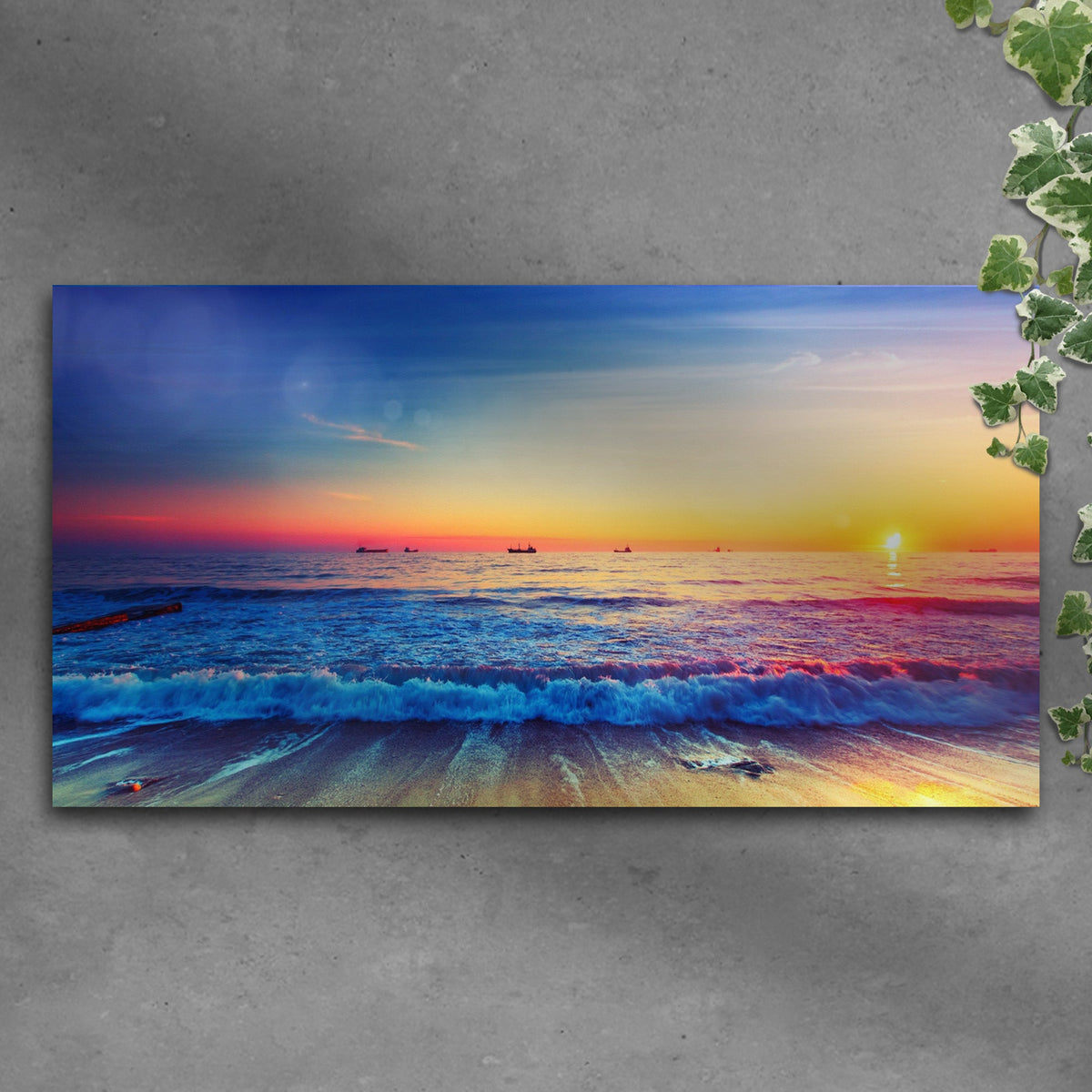 Sunrise Over The Ocean canvas wall art Tailored Canvases with vibrant sunrise colors over the sea on Tampa Home & Garden Store