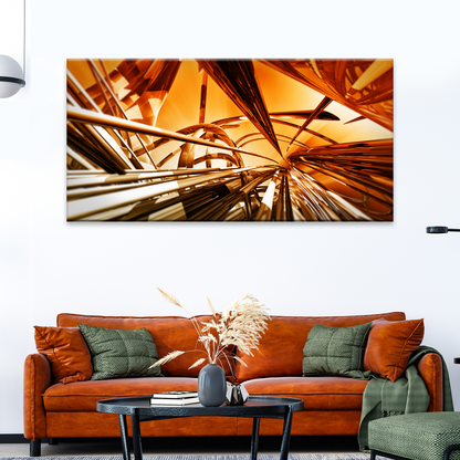 3D Gold Metallic Lines Canvas Wall Art orange abstract design Tailored Canvases on Tampa Home & Garden Store