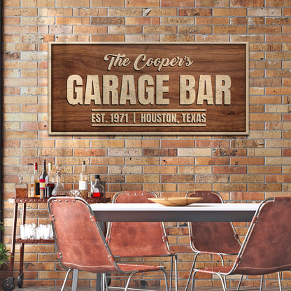 Rustic brown wood sign canvas with vintage typography on a brick wall on Tampa Home & Garden Store