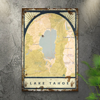 Lake Map Portrait Sign canvas by Tailored Canvases with vintage map design on crafting canvas on Tampa Home & Garden Store