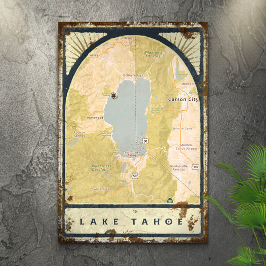 Lake Map Portrait Sign canvas by Tailored Canvases with vintage map design on crafting canvas on Tampa Home & Garden Store