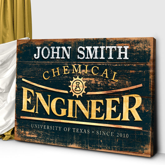 Chemical Engineer sign canvas by Tailored Canvases with distressed vintage plaque look on Tampa Home & Garden Store