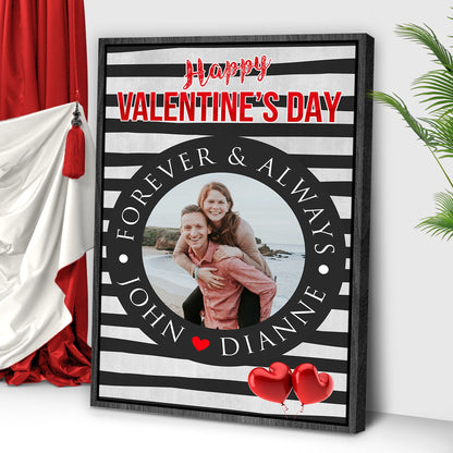 Forever And Always Modern Sign canvas by Tailored Canvases, Valentine photo collage on stripes on Tampa Home & Garden Store