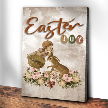 Easter Joy Sign II canvas by Tailored Canvases with vintage bunny basket and florals on Tampa Home & Garden Store