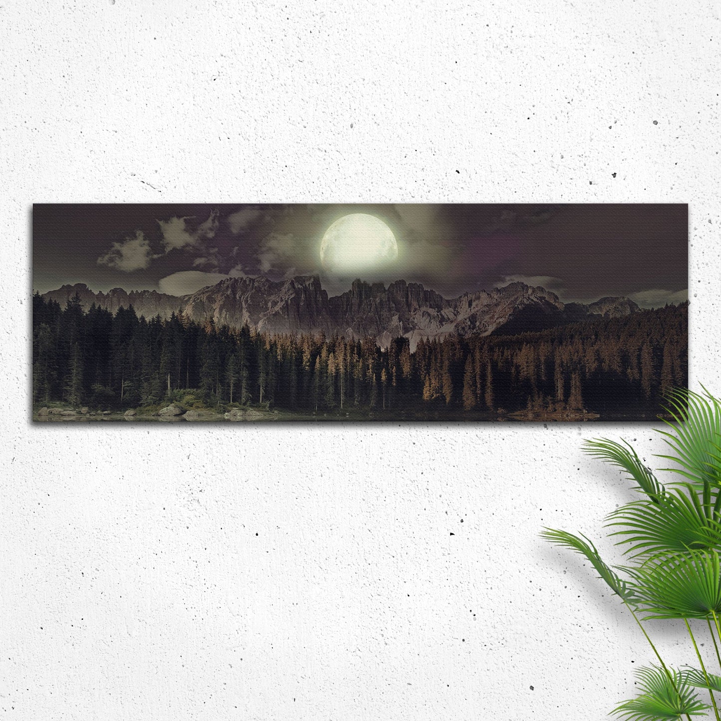 Full Moon Setting Canvas Wall Art by Tailored Canvases, moonlit mountain landscape on Tampa Home & Garden Store
