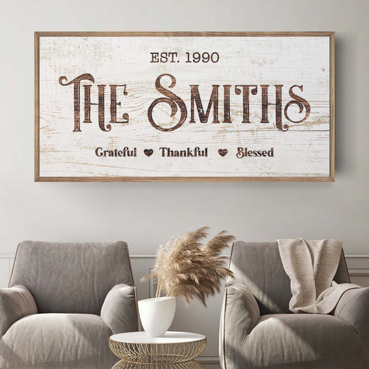 Thanksgiving family sign canvas with rustic whitewashed wood by Tailored Canvases on Tampa Home & Garden Store
