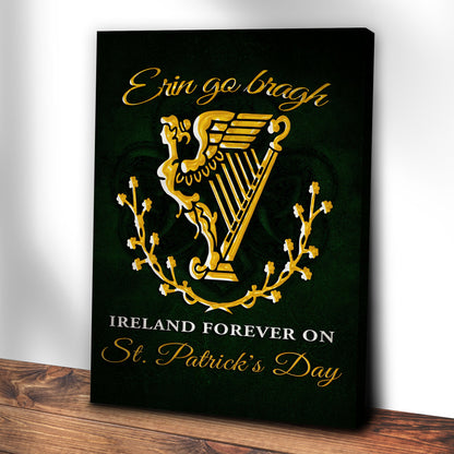 Canvas sign Ireland Forever St Patrick's Day with gold script on dark green by Tailored Canvases on Tampa Home & Garden Store