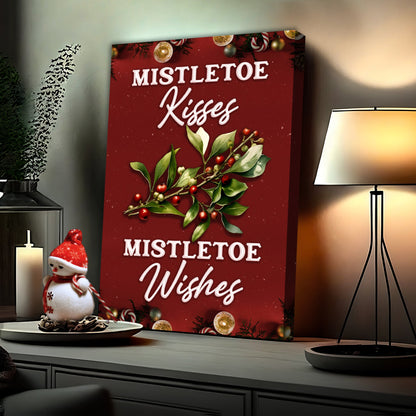 Kisses And Wishes Mistletoe Sign crafting canvas by Tailored Canvases red Christmas holly berries on Tampa Home & Garden Store
