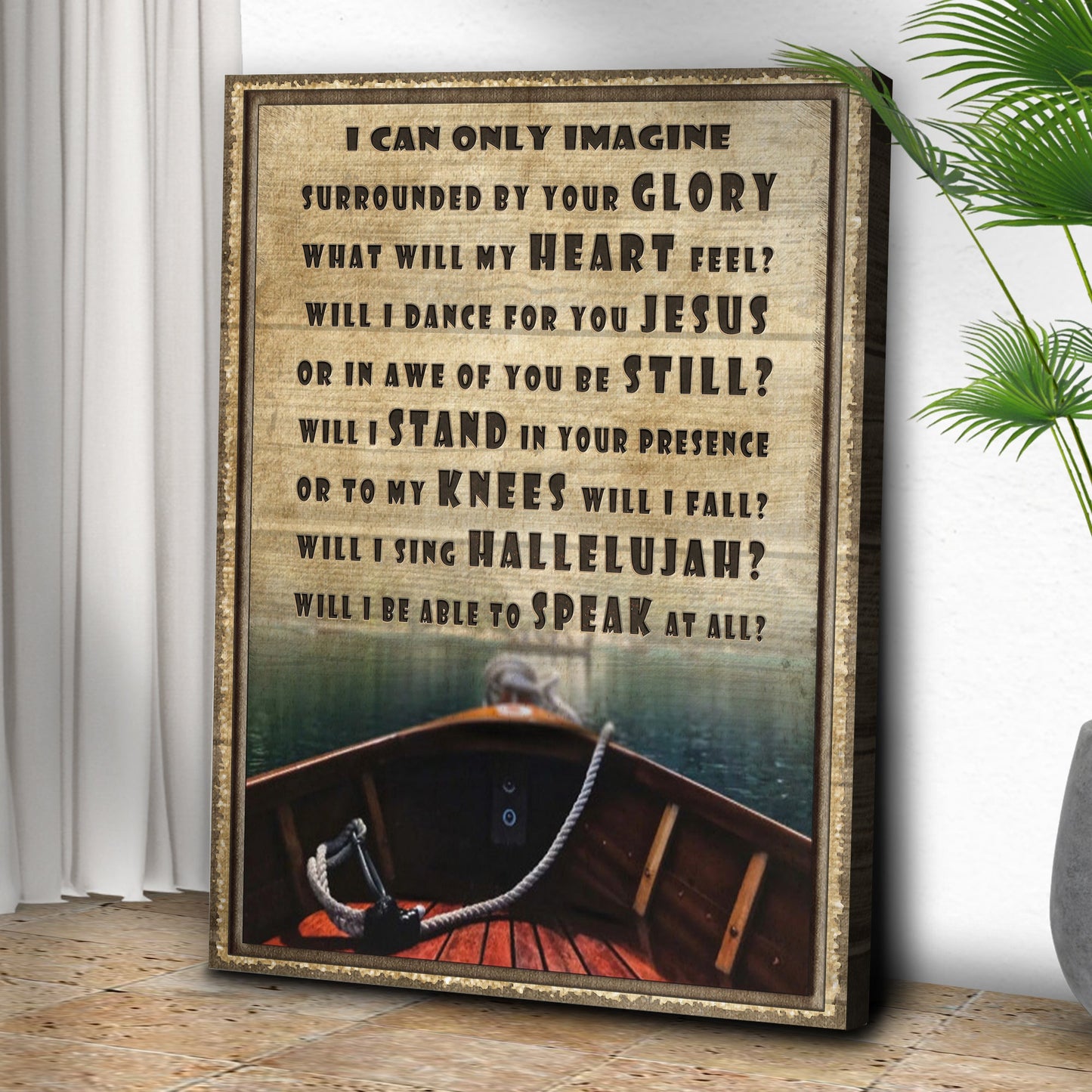 I Can Only Imagine Sign II canvas by Tailored Canvases with beige textured surface on Tampa Home & Garden Store