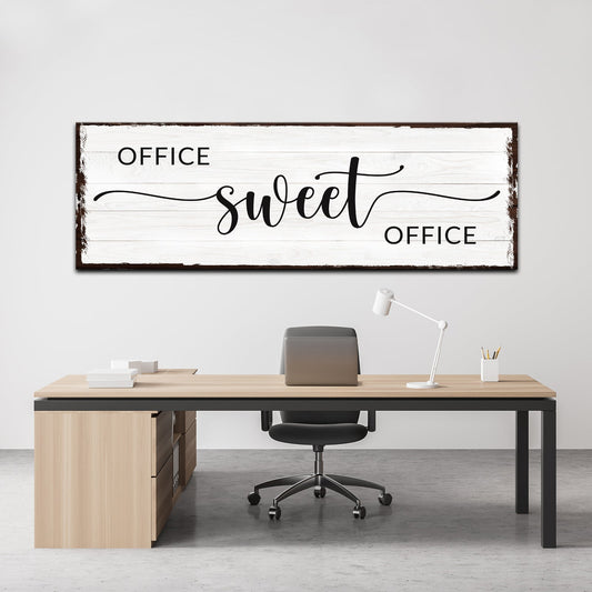 Office Sweet Office Sign canvas wall art whitewashed background black script Tailored Canvases on Tampa Home & Garden Store
