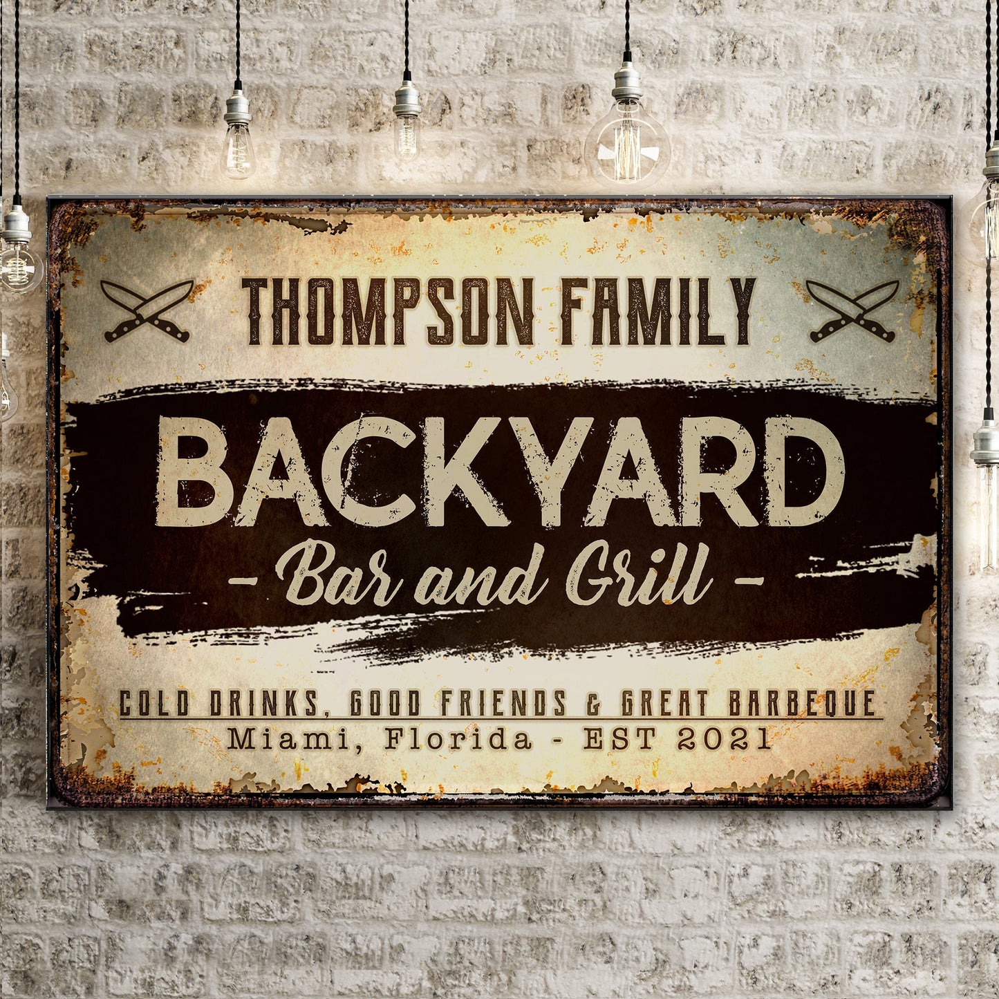 Backyard Bar And Grill Sign canvas by Tailored Canvases, vintage rustic crafting decor on Tampa Home & Garden Store