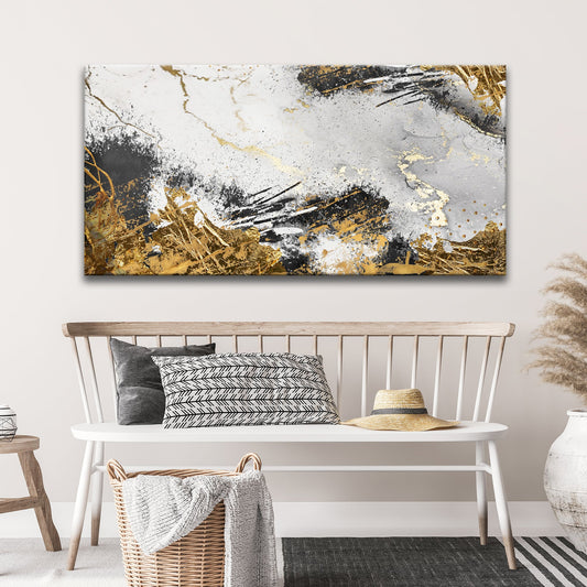 Sky Gold Abstract Painting Canvas Wall Art by Tailored Canvases, gold black white abstract on Tampa Home & Garden Store