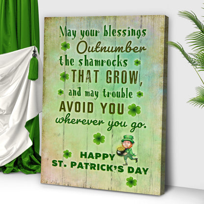 St Patrick's Day Blessings Sign canvas by Tailored Canvases with rustic wood and shamrocks on Tampa Home & Garden Store