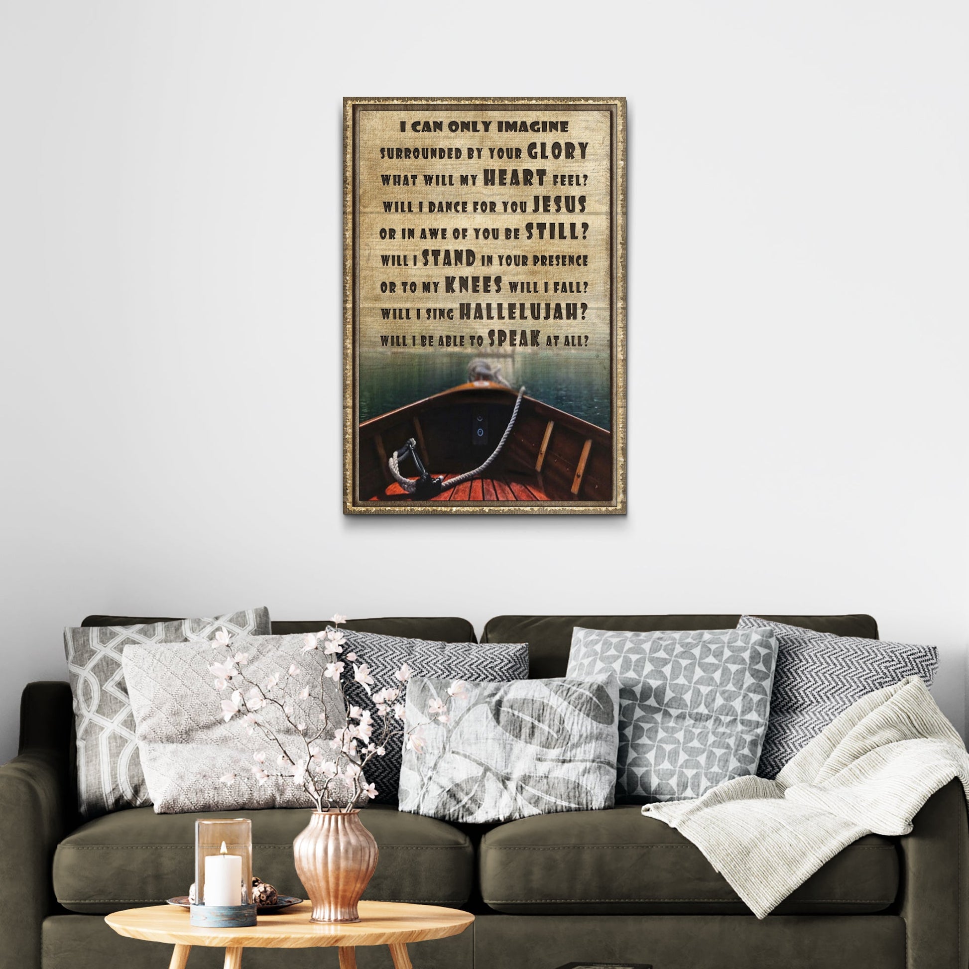 I Can Only Imagine Sign II canvas by Tailored Canvases; wood framed scripture wall art on Tampa Home & Garden Store