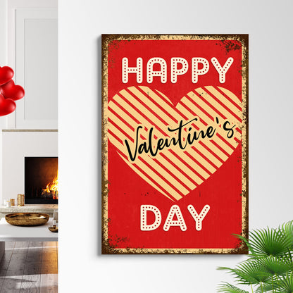 Valentine's Day Sign XII canvas by Tailored Canvases; red crafting canvas with dotted HAPPY on Tampa Home & Garden Store