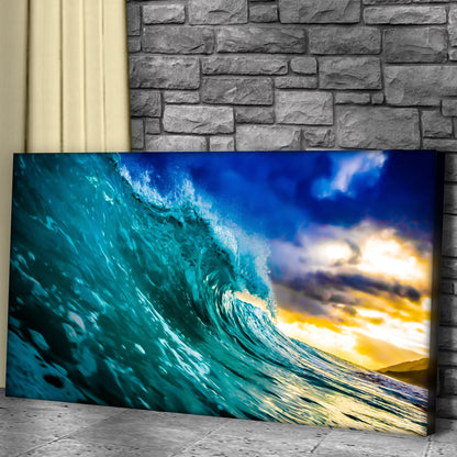 Fast Waves Canvas Wall Art blue teal ocean wave on canvas by Tailored Canvases on Tampa Home & Garden Store