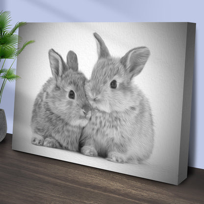 Gray Rabbits Sketch Canvas Wall Art by Tailored Canvases, grayscale rabbit on canvas on Tampa Home & Garden Store