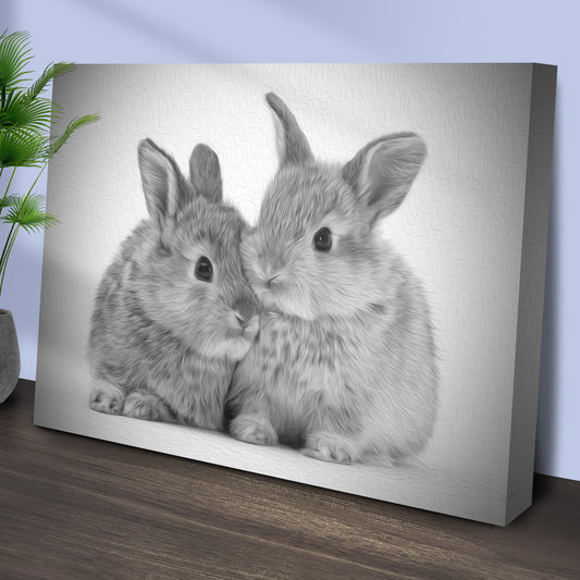 Gray Rabbits Sketch Canvas Wall Art by Tailored Canvases, grayscale rabbit on canvas on Tampa Home & Garden Store