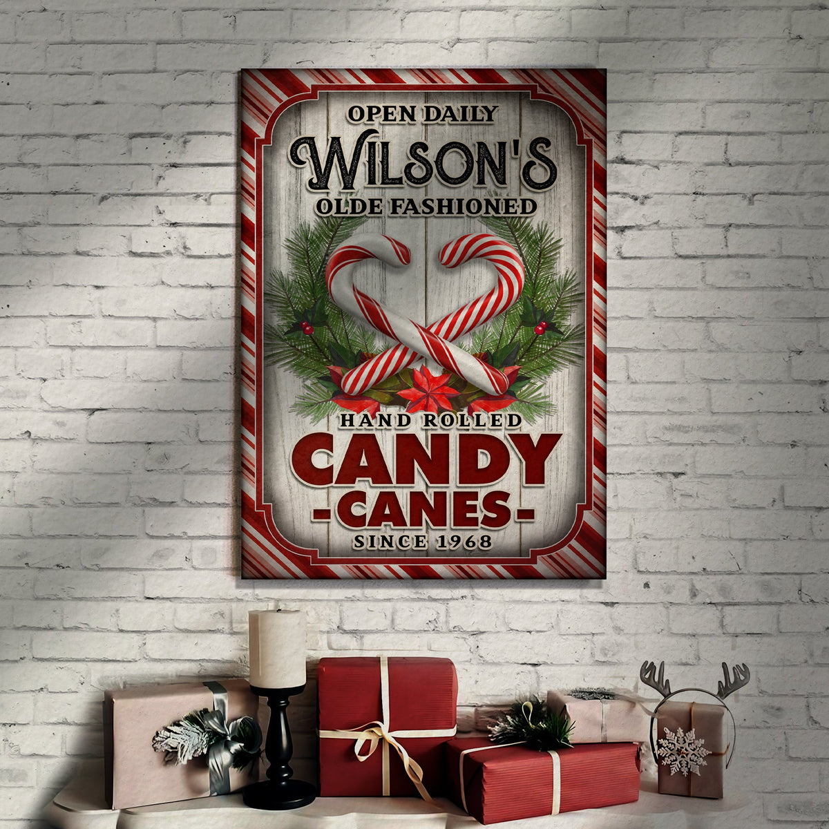 Olde Fashioned Hand Rolled Candy Canes canvas sign Tailored Canvases on Tampa Home & Garden Store