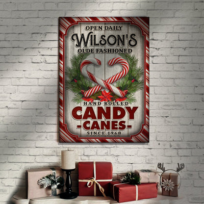 Olde Fashioned Hand Rolled Candy Canes canvas sign Tailored Canvases on Tampa Home & Garden Store
