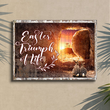 Easter Triumph Of Life canvas sign by Tailored Canvases with rustic frame and canyon sunset on Tampa Home & Garden Store