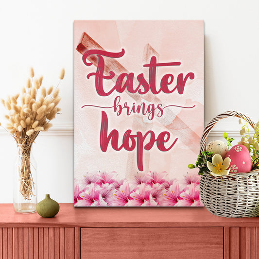 Easter Brings Hope Sign canvas with pink script lettering on soft pink background on Tampa Home & Garden Store