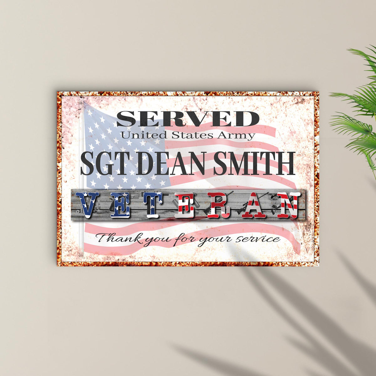 Canvas Thank You For Your Service Veterans Sign by Tailored Canvases, US flag design on Tampa Home & Garden Store