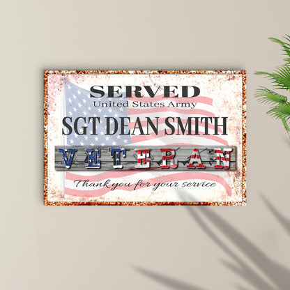 Canvas Thank You For Your Service Veterans Sign by Tailored Canvases, US flag design on Tampa Home & Garden Store