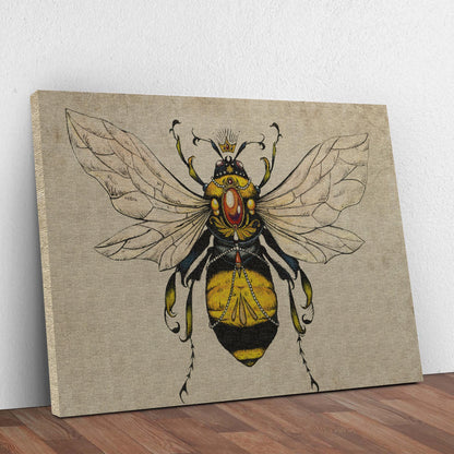 Vintage Queen Bee Canvas Wall Art on beige textured canvas by Tailored Canvases on Tampa Home & Garden Store
