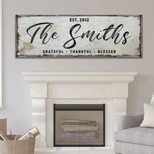 Thanksgiving Family Sign II canvas Tailored Canvases with rustic frame, The Smiths script on Tampa Home & Garden Store