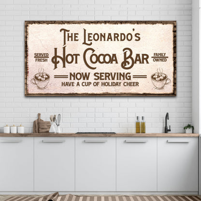 Have A Cup Of Holiday Cheer Hot Cocoa Bar Sign canvas by Tailored Canvases; brown lettering on Tampa Home & Garden Store