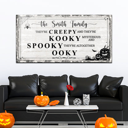 Family Halloween Sign canvas by Tailored Canvases, gray framed canvas with pumpkins on Tampa Home & Garden Store