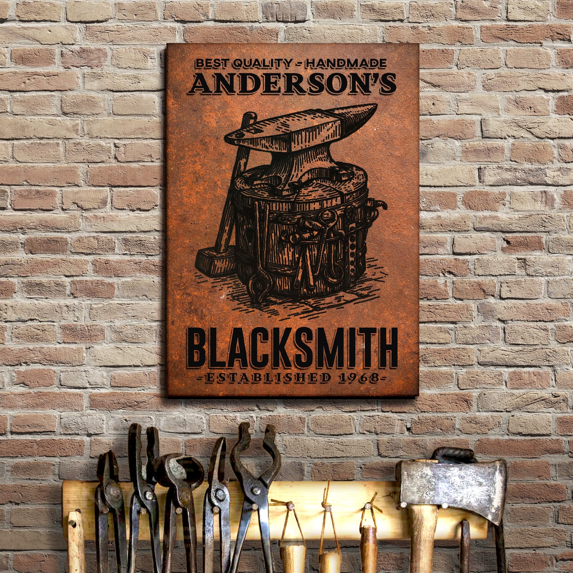 Canvas sign Best Quality Blacksmith Sign with rusted panel Tailored Canvases on Tampa Home & Garden Store