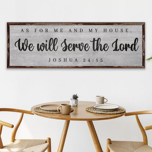 Canvas sign Joshua 24:15 gray distressed background with dark wood frame Tailored Canvases on Tampa Home & Garden Store