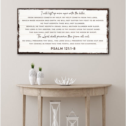 Psalm 121:1-8 My Help Comes From The Lord canvas sign wood panel crafting canvas on Tampa Home & Garden Store