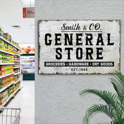 General Store Sign canvas print with distressed vintage typography Tailored Canvases on Tampa Home & Garden Store