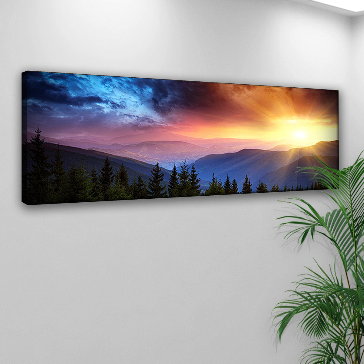 Purple And Sunrise Canvas Wall Art landscape with sunrise over mountains by Tailored Canvases on Tampa Home & Garden Store