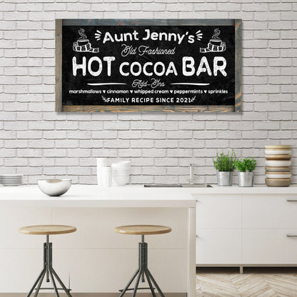 Family Recipe Old Fashioned Hot Cocoa Sign II canvas with Aunt Jenny's chalkboard art on Tampa Home & Garden Store