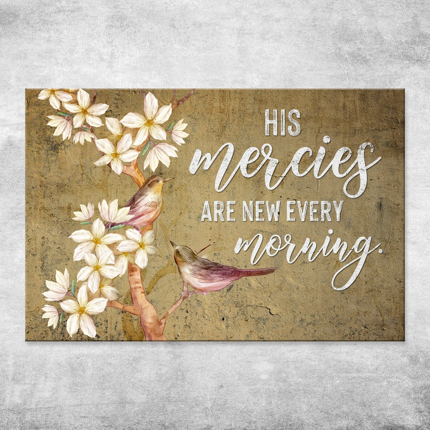 Canvas sign His Mercies Are New Every Morning Sign II by Tailored Canvases with florals on Tampa Home & Garden Store