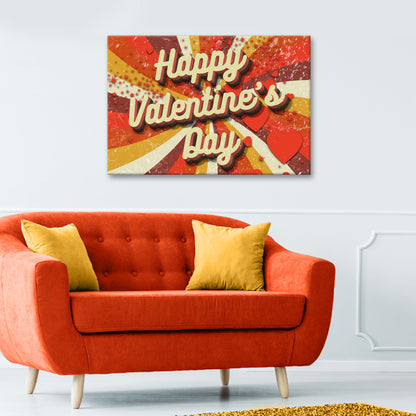 Valentine's Day Sign canvas by Tailored Canvases; retro sunburst, cream 3D lettering on Tampa Home & Garden Store