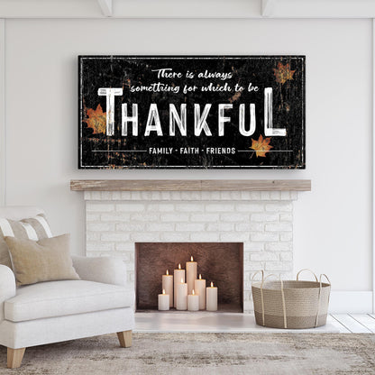 Always Thankful Sign canvas decor with distressed black background on Tampa Home & Garden Store