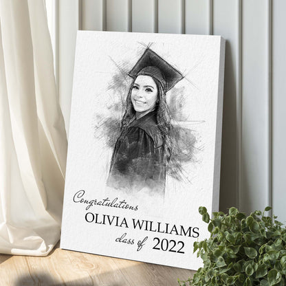 Graduation Photo Pencil Sketch Portrait Sign canvas by Tailored Canvases on Tampa Home & Garden Store