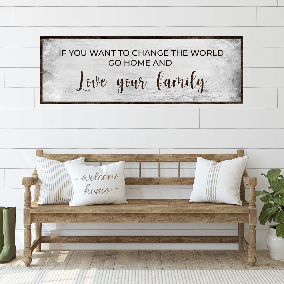 Go Home And Love Your Family Sign III canvas by Tailored Canvases with rustic wood frame on Tampa Home & Garden Store