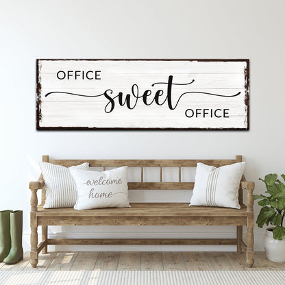 Office sweet Office canvas sign with whitewashed planks and frame by Tailored Canvases on Tampa Home & Garden Store