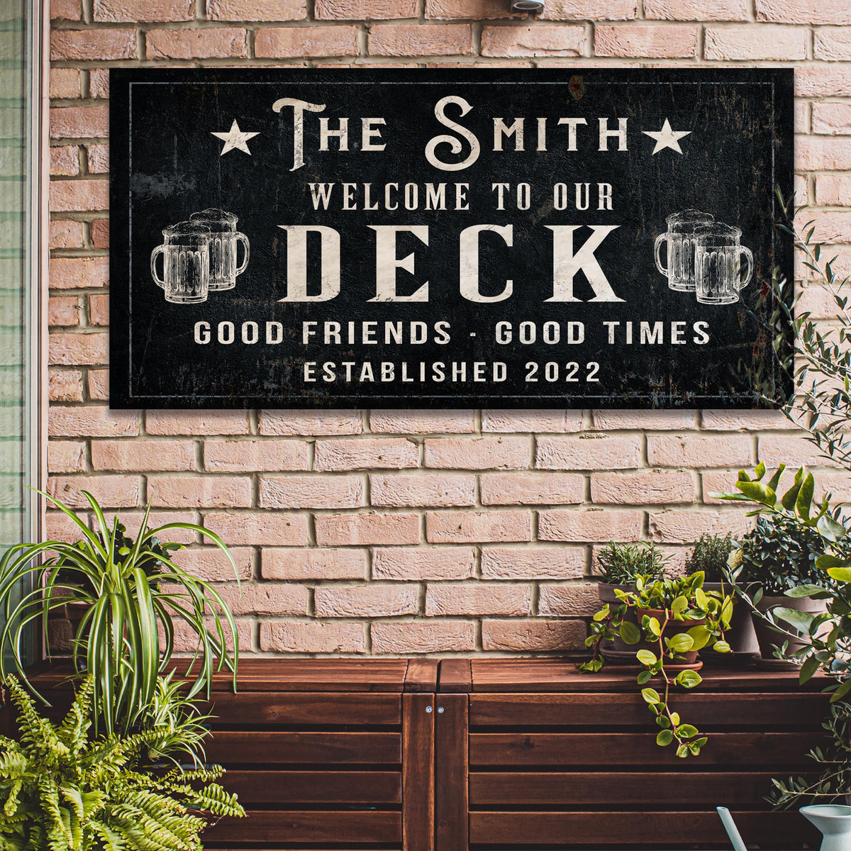 Canvas deck sign Good Friends Good Times Welcome To Our Deck Tailored Canvases on Tampa Home & Garden Store