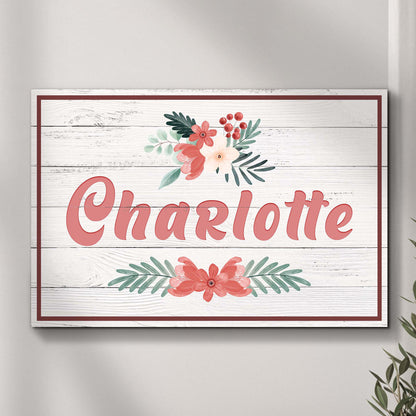 Flower Kids Room Sign canvas with coral-pink script and floral bouquet Tailored Canvases on Tampa Home & Garden Store
