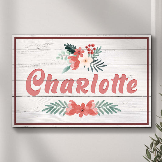 Flower Kids Room Sign canvas with coral-pink script and floral bouquet Tailored Canvases on Tampa Home & Garden Store