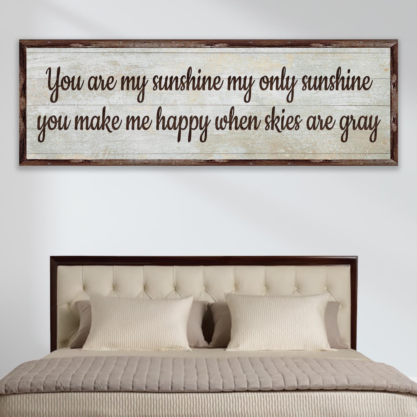 You Are My Sunshine Sign III canvas wall art with rustic wood frame and weathered background on Tampa Home & Garden Store