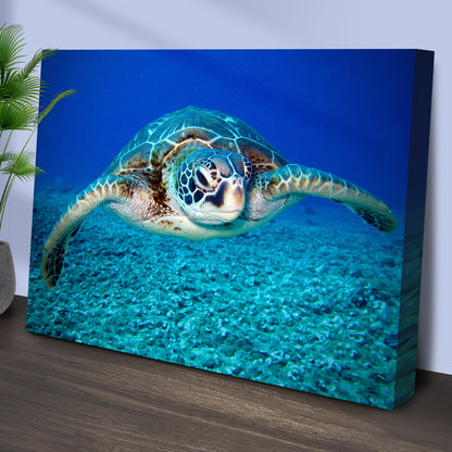 Green Sea Turtle canvas wall art by Tailored Canvases in blue ocean crafting canvas on Tampa Home & Garden Store