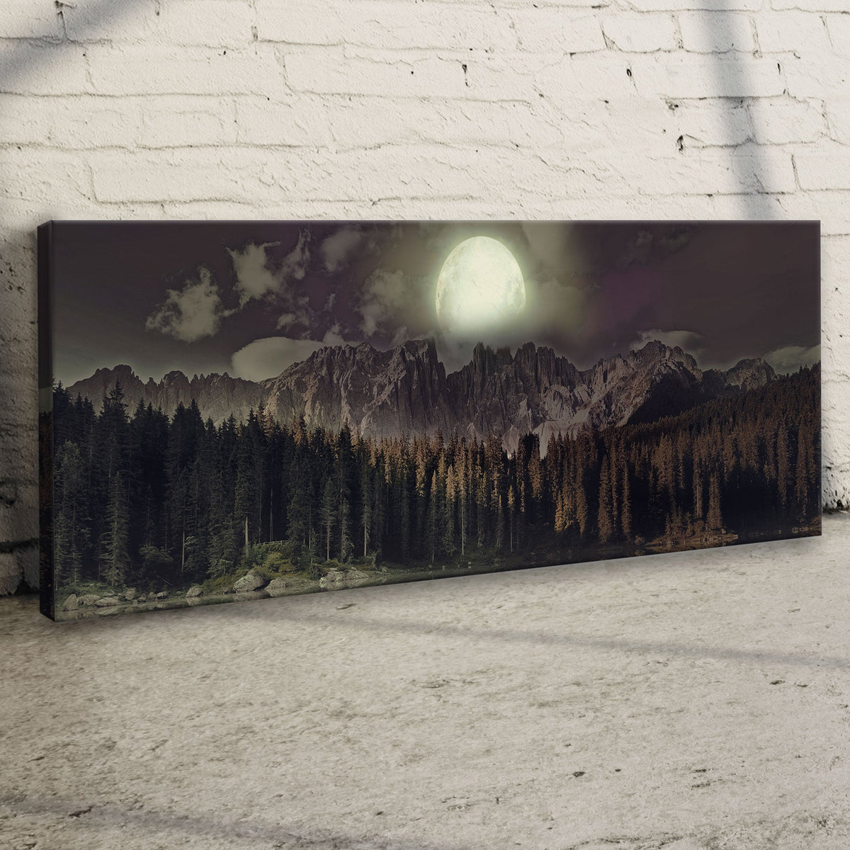 Full Moon Setting Canvas Wall Art, moonlit mountain landscape, Tailored Canvases on Tampa Home & Garden Store